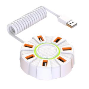ฮับขยาย2.0 USB 7พอร์ตพร้อมไฟ LED ส่องสว่างภายนอกอินพุตพลังงานสำหรับคีย์บอร์ดเมาส์แฟลชไดร์ฟ