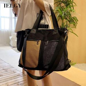 IELGY Womens bag One shoulder Casual Mesh Contrast color White Zipper Crossbody Mobile phone All-match