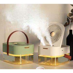 Kipas angin Ac DUAL SPRAY lubang ganda | Kipas model ac Mini Air cooler Fan Portable remote Mobil-Ruangan Dingin Led