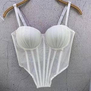 Shipped from China [2025] European Style French Design Mesh Lace Shaping Backless Bra for Outerwear Hot Girl Fishbone Tube Top Thin Style