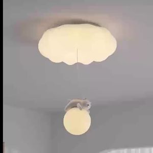 SXH Full-spectrum pumpkin-shaped ceiling light cloud and cream-colored design suitable for the master bedroom study room and new cozy childrens room lighting