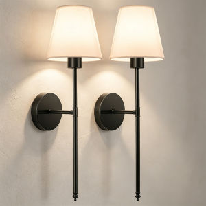 Set of 2 Battery Operated Wall Lamp No Hardwired Wireless Wall Sconces with Remote Dimmable Warm White RGB LED Bulb for Bedroom Living Room Home Emergency Lighting