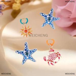 [COD] WEICHENG 4Pcs set Personalized Trendy Creative Design Alloy Starfish Crab Earring For Women Party Jewelry Gift
