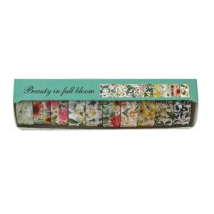 10 Rolls of Aesthetic Flower Pattern Tape 15mm Wide Scrapbooking Decorative Tape for Scrapbooking Journal Photo Album