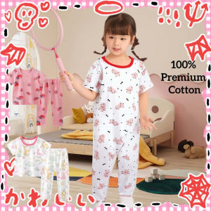 AILEBE Kids Pajama Cotton Summer Short Sleeves T-shirt Pajamas Set Terno Sleepwear Pambahay 100% Premium Cotton For Girls 0-10 Y Soft Homewear Suit