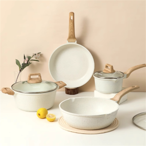 Granit Putih Antilengket Peralatan Masak Dapur Wajan Rumah Tangga Premium Set Wajan Panci Jumbo Anti Lengket