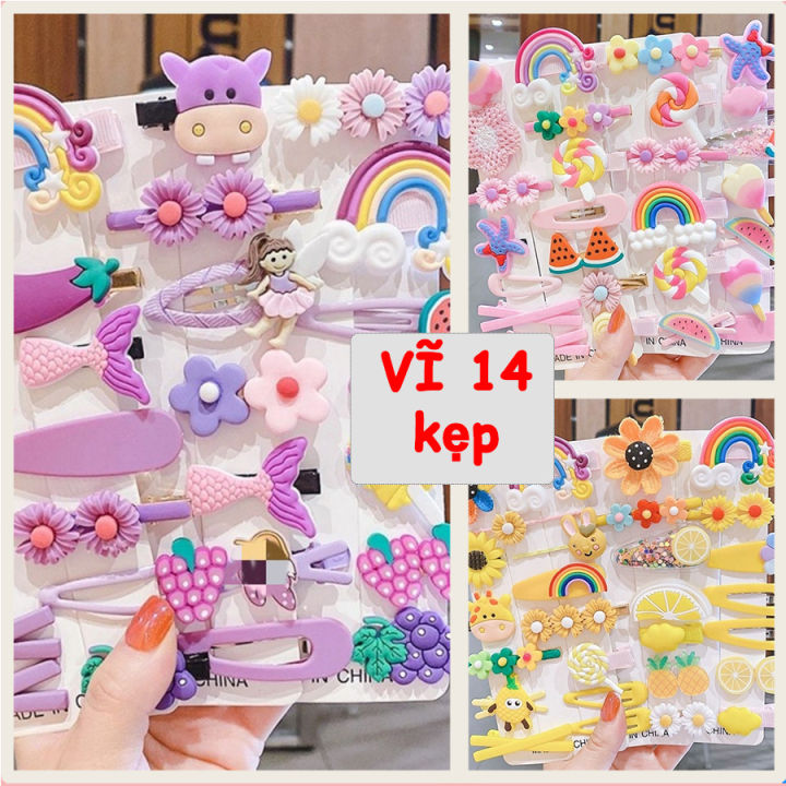 NGUYÊN VĨ Set 14 Kẹp Tóc Cho Bé Gái Phong Cách Hàn Quốc Dễ thương ...