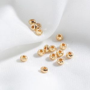 14K Gold Plated Color Retention Pattern Flat Disc Spacer Beads DIY Bracelet Necklace Jewelry Findings