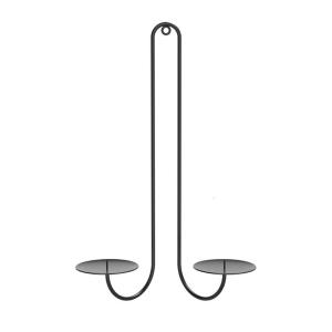 Decorative Black Holders Double Armed Iron Wall Hanging Sconces for Vintage Living Room Home Decoration