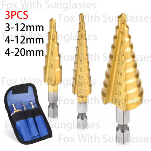 Mata Bor Pagoda multi step cone drill hss coating titanium 3pcs 32mm 6PCS Set Mata Bor Pagoda Spiral Besi Kuningan Kayu Plastik Step Drill Tingkat Payung Cone HSS 3PCS 5PCS 4 12 20 32 HSS Hex Shank Straight Groove Step Drill Bit Set Spiral Groove Drill
