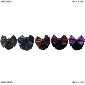 [COD] WEICHENG Bow Barrette Lady Hair Clip Cover Bowknot Bun Snood Women Hair Accessories New