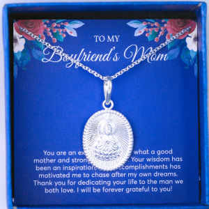 Mặt Dây Chuyền Bạc Tặng Mẹ Bạn Trai Duy Hiển Hình Tượng Phật Quan Thế Âm Bồ Tát Hình Bầu Dục Đủ 2 Size