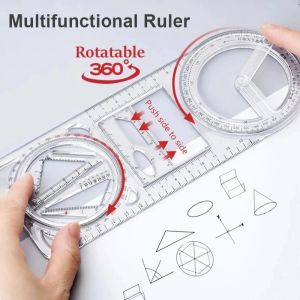 Penggaris Busur 360 Derajat Penggaris Geometri Matematika Protractor Ruler Multifungsi - ShennyStore