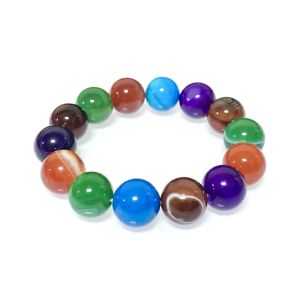 Thousand Crystals and Ten Thousand Beads   Natural Multi-Colored Agate Bracelet with Colorful Round Beads Fashionable Commuting Bracelet for Men and Women 2026