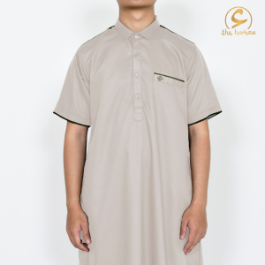The Hamza Baju Koko Gamis Jubah Muslim Remaja Santri Pria Bahan Katun Toyobo Fodu Atasan Muslim Lengan Pendek