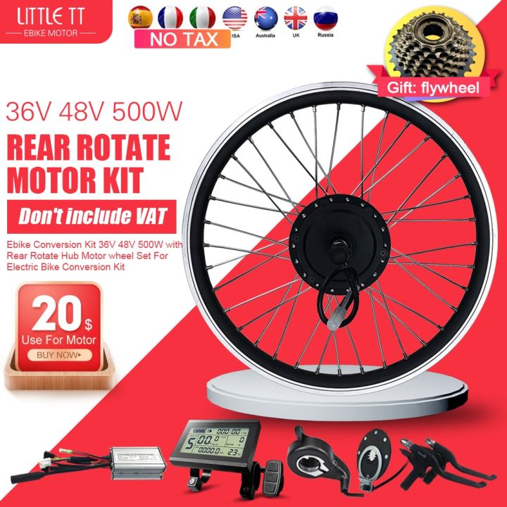 Ebike Conversion Kit 36V 48V 500W With Rear Rotate Hub Motor Wheel Set