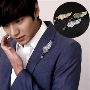 1Pc Trendy Personalized Angel Wing Brooch Mens Gold Silver Antique Bronze Versatile Brooches Accessory Graduation Jewelry Gift