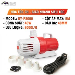 Máy Bơm Hồ Cá Baoyu P8000 (8000L/H - 40W) Bơm Lọc Nước Bể Cá Cảnh Hòn Non Bộ Tiết Kiệm Điện