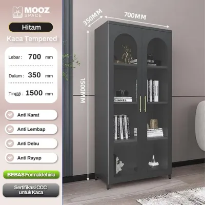 [PROMO 8.8] Lemari Hias Kaca Bahan Besi – Rak Display Besi untuk Pajangan & Koleksi di Ruang Tamu