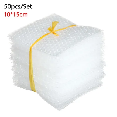 【COD&Fast Delivery】50pcs PE Clear Double Film Envelope Foam Packing Bags White Bubble Bag Protective Wrap Shockproof Package