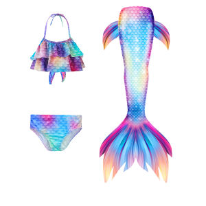 4PCS Girls Mermaid Swimsuit With Monofin For Height 100-155CM Kids Simulation fish tail can be used as Birthday Dress Or Christmas gifts Flipper Swimming Princess Dress performance clothing Cheap