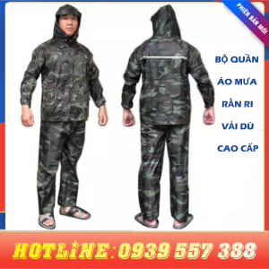 BỘ QUẦN ÁO MƯA RRI VẢI DÙ 2 LỚP CAO CẤP BỘ QUẦN ÁO MƯA CHỐNG THẤM
