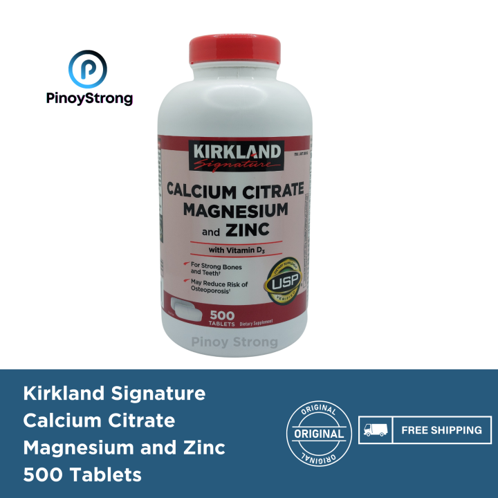 Kirkland Signature Calcium Citrate Magnesium and Zinc, 500 Tablets
