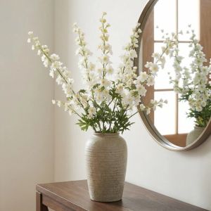 REGISTR Green Leaves Artificial Larkspur Flower Real Touch Handmade Fake Flower Flower Arrangement Realistic Faux Hyacinth Flower Branch Valentines Day