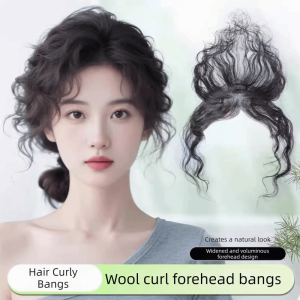 SQMETR Handmade Clip In Bangs Invisible Base Curly Texture Human Hair Bangs Lace Hairline Hairpiece Hairline Baldness