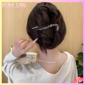 [KUNLIAN] Fashion Metal Rhinestone Banana Clip Hairpins Frog Buckle Ponytail Hair Clips Irregular Women Hair Clip Headdress Hair Accessories