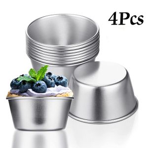 HJKL 4Pcs Cookie Individual Aluminum Alloy Round Baking Tool Egg Tart Mold Muffin Cup Pudding Mould