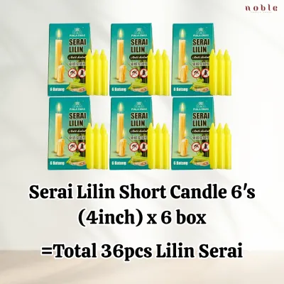 Candle Citronella/ Serai Lilin Anti Lalat (4 inch/7.5 inch+/-) 6s/box