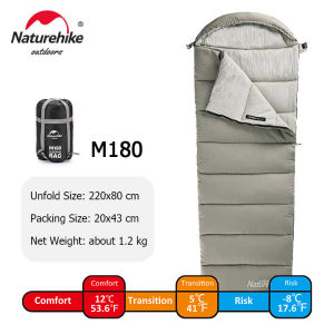 Naturehike ถุงนอนกลางแจ้ง M180 น้ำหนักเบาถุงนอนตั้งแคมป์ขนาดเล็กสามารถซักเครื่องได้ฤดูหนาวใบไม้ร่วง