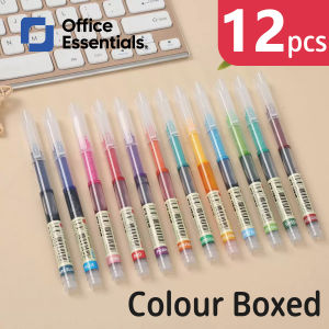 12-color box Straight Liquid Pen 0.5mm Gel Pen Quick-Drying Rollerball Neutral Pen student school office supplies