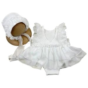 1 Set Newborns Dress with Layering Trim Accent for Photoshoots and Family Gatherings Baby Headdress Props