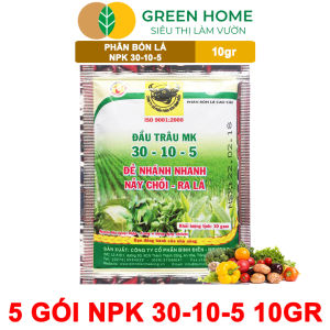 5 Gói Phân Bón Npk 30-10-5 Greenhome Đầu Trâu Gói 10Gr Kích Ra Rễ Đẻ Nhánh Nảy Chồi Ra Lá Mới