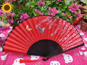 Điệp Cận Hỏa_45 - Quạt Cổ Trang Quạt Cầm Tay Bằng Vải Lụa Thân Tre Dùng Làm Trang Trí Quà Tặng