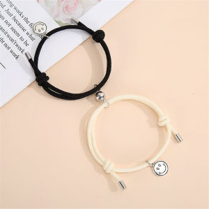 (2 pieces/set) Magnetic Couple Bracelet Love Friendship Braided Rope Smile Bracelet Valentine Gift