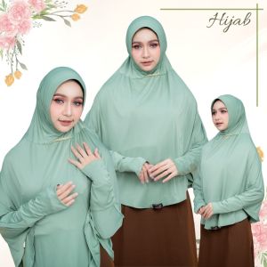 ฮิญาบสวมสำเร็จแบบมีแขน ผืนใหญ่พิเศษ ปกปิดมิดชิดดูเรียบร้อย สวมใส่ง่าย ใส่สบาย  HM69วาริสมุสลิม