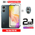 (2-in-1) vivo Y03 Y03t 4G Screen Protector Full Cover Tempered Glass Film with Camera Lens Protector Anti-Scratch Anti-explosion(Front+Lens Film). 