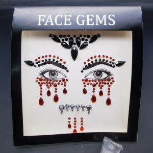 DISFUNNY 3D เรซิน แผ่นสติกเกอร์เพชรติดหน้า เงางาม หลากสีสัน แผ่นสติ๊กเกอร์หน้าเครื่องประดับ สร้างสรรค์ ของตกแต่งฮาโลวีน รอยสักปลอมฮาโลวีน งานปาร์ตี้แต่งกาย