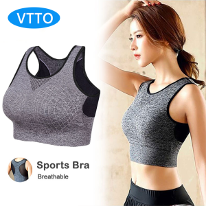 VTTO Women Sports Bra Yoga Running Gym Yoga Fitness Exercises Sport Bra with Back Mesh Baju Dalam Sukan