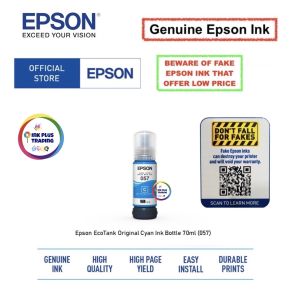 100% Original Epson 057 ink bottle 70ml for New Model Epson L8050 / Epson L18050 Printer ( Black / Cyan / Magenta / Yellow / Light Cyan / Light Magenta )