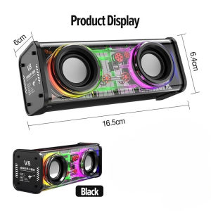 <𝙇𝒂𝙯𝑺𝙜𝑴𝙖𝒍𝙡> V8 Transparent Bluetooth Speaker – Portable Wireless LED Mini Speaker with 3D Surround Sound