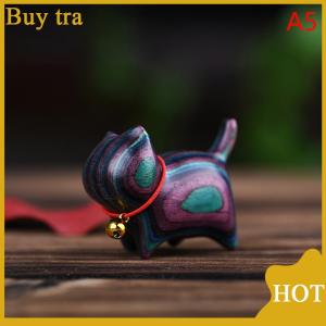 [Buytra] Rainbow Wood Carving Cat Sculptures Cat Ornaments Cute Colored Wooden Cat Desktop Office Accessories Home Decor Gift Souvenirs