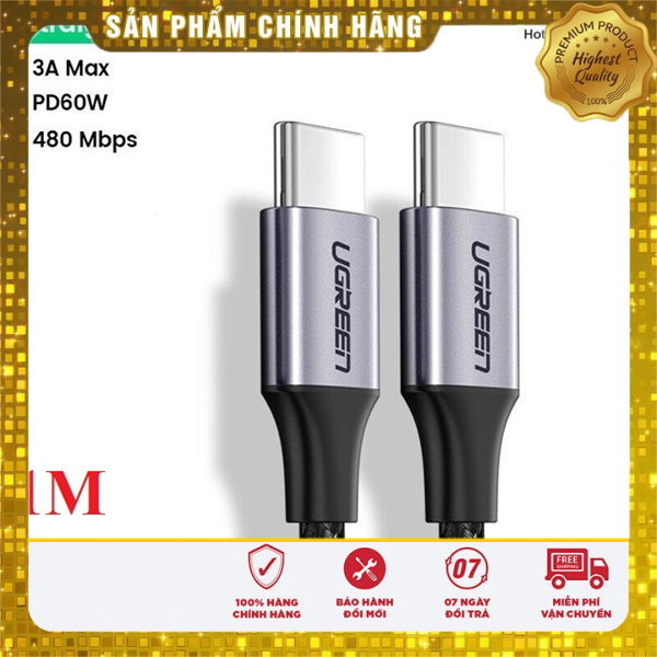 Cáp sạc nhanh 60W USB Type-C to Type-C dài 1M bọc nylon Ugreen 50150 ...