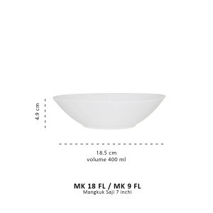 Mangkok Makan Keramik 18.5CM (1PCS) By Indo Keramik / Mangkok Soup Keramik / Mangkok Keramik / MK19-FL