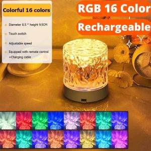 โคมไฟตั้งโต๊ะ ไฟหัวเตียง โคมไฟกลางคืน LED ไฟคริสตัลหัวเตียง ไฟตกแต่งห้อง สามารถปรับได้16สี พร้อมส่ง