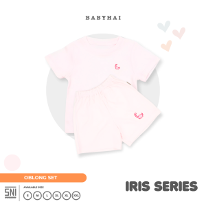 BABY HAI Iris Set - Setelan Oblong Baju Pendek Celana Pendek - Seri Pink