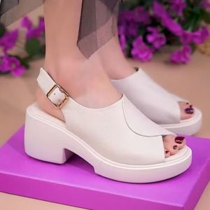Women 7cm high heel sandals soft leather thick sole Pumps
